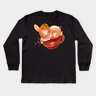 Pumpkin Spice Bunny Kids Long Sleeve T-Shirt